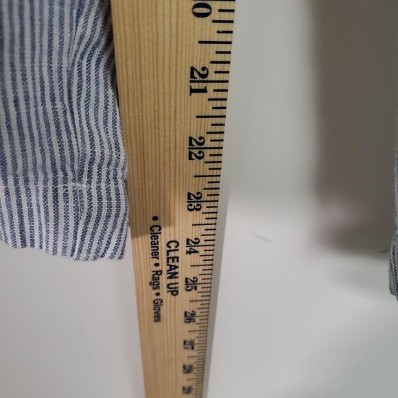 Quince Women's Pants Large Blue White Striped Linen Wide Leg Coastal Lagenlook - Picture 11 of 14